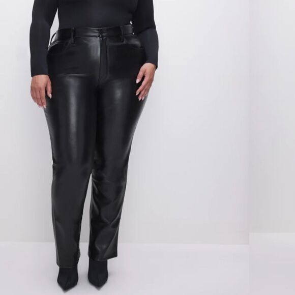 Good American black faux leather pants size 20